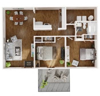 2 Bed 1 Bath Floor Planat Elevate Woodstock Apartmnets, Georgia